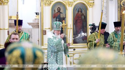 Patriarch Kirill beim Gottesdienst in der Heilig-Geist-Kathedrale in Minsk  