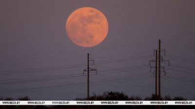Pinker Mond am Himmel