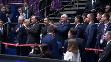 Lukaschenko, Putin und Rachmon in Kasan. Eröffnung der Future Games