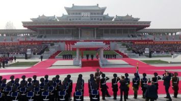 Zeremonie des offiziellen Treffens von Lukaschenko und Kim Jong Un fand in Pjöngjang statt